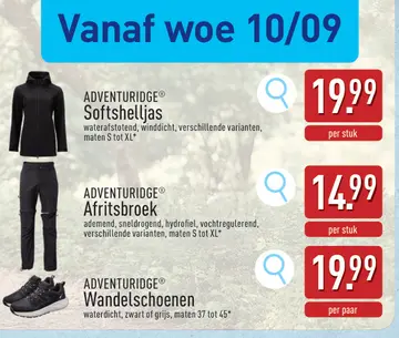 Aanbieding: Softshelljas, afritsbroek of wandelschoenen