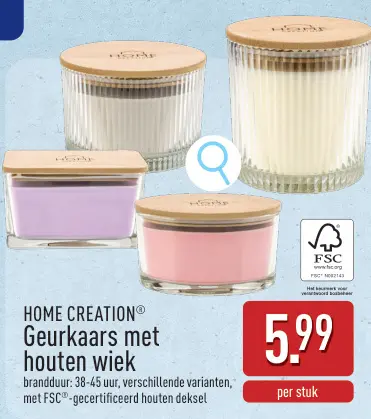 Promotie: Geurkaars met houten wiek