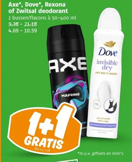 Aanbieding: Axe, Dove, Rexona of Zwitsal deodorant