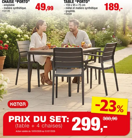 Offre: Keter Porto chaise de jardin graphite