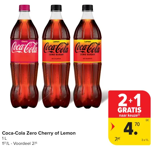 Aanbieding: Coca-Cola Zero Cherry of Lemon