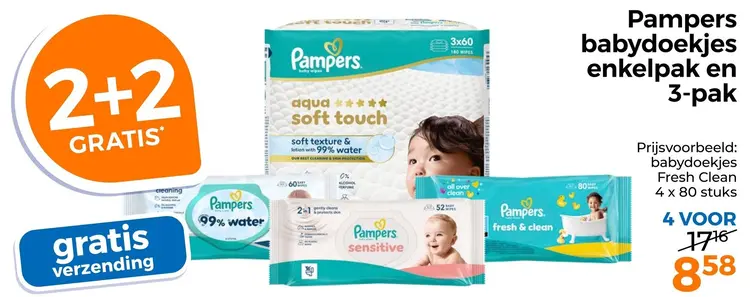 Aanbieding: Babydoekjes enkelpak en 3-pak