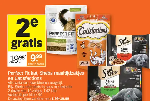 Promotie: Perfect Fit kat, Sheba maaltijdzakjes en Catisfactions