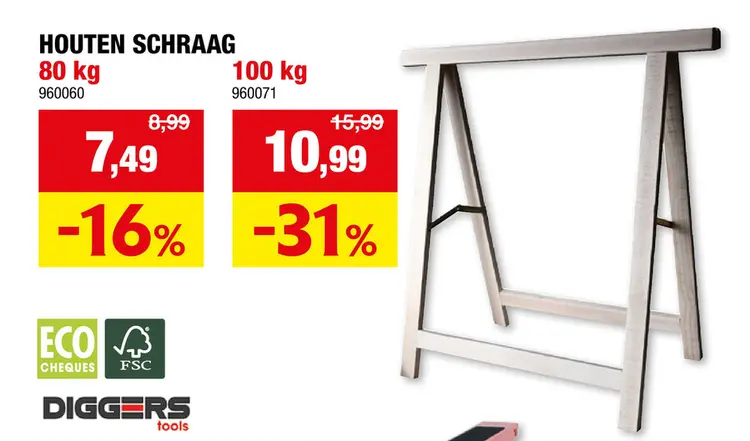 Promotie: Diggers schraag 80kg 75x75 cm den