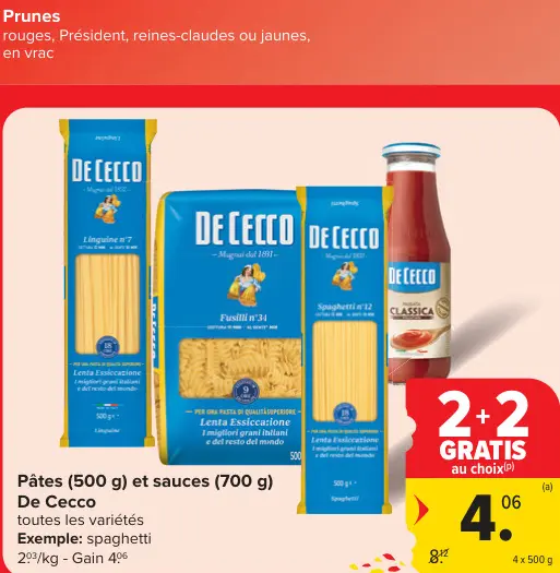 Offre: Pâtes et sauces