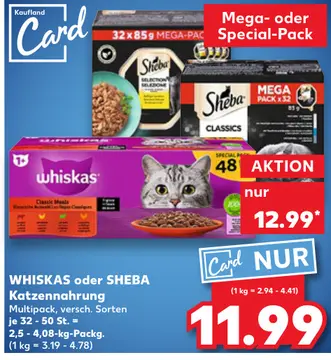 Aanbieding: WHISKAS oder SHEBA Katzennahrung