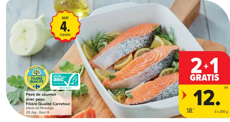 Offre: Pavé de saumon avec peau