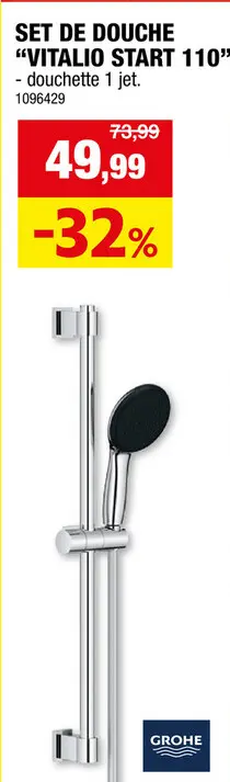 Offre: GROHE Vitalio Start 110 set de douche 1 jet chrome