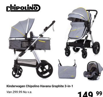 Aanbieding: Kinderwagen Chipolino Havana Graphite 3in1 + Autostoel