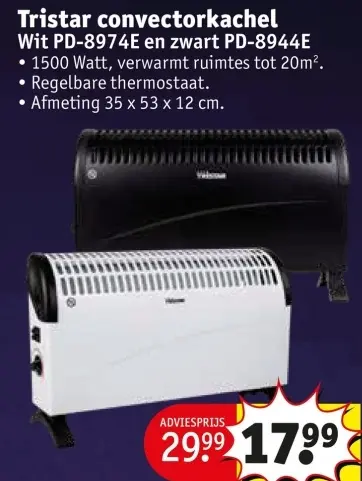 Aanbieding: Tristar convectorkachel Wit PD-8974E en zwart