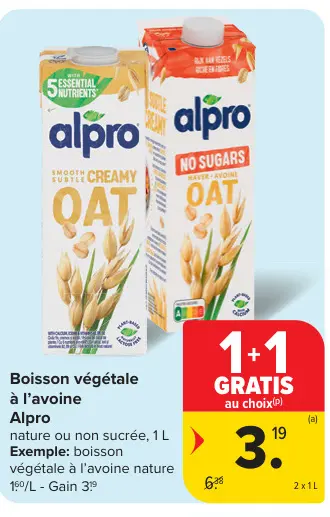 Offre: Boisson végétale à l'avoine