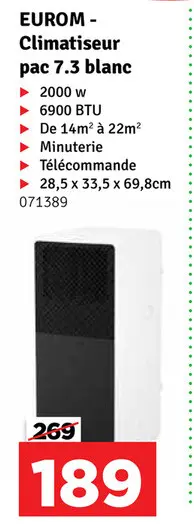 Offre: Climatiseur pac 7.3 blanc
