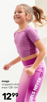 Aanbieding: Osaga cropped seamless meisjes sport T-shirt roze