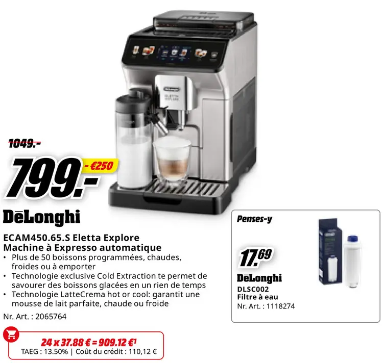 Offre: ECAM450.65.S Eletta Explore Machine à Expresso
