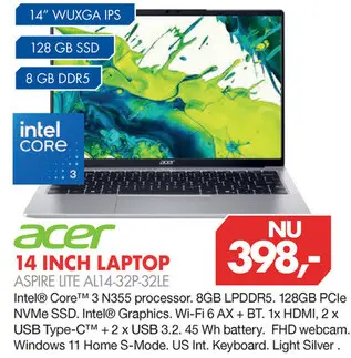 Aanbieding: Acer 14 inch Laptop Aspire Lite AL14-32P-32LE