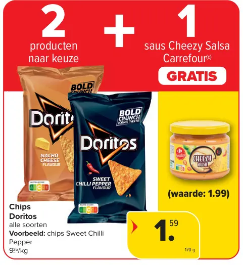 Promotie: Doritos chips + gratis saus