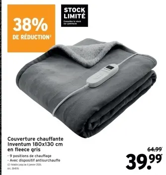 Offre: Couverture chauffante