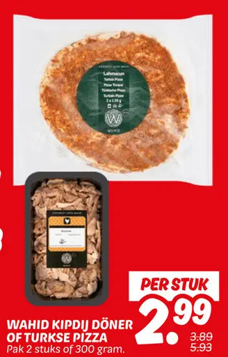 Aanbieding: Wahid kipdij döner of turkse pizza