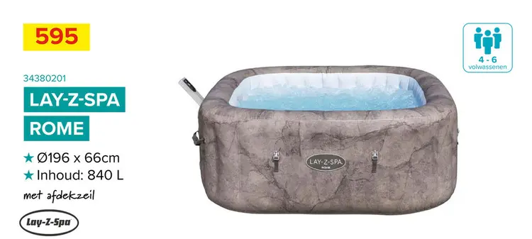 Promotie: Bestway Lay-Z-Spa Rome Smart AirJet - 180x71cm - 6 personen - 140 AirJets - EnergySense