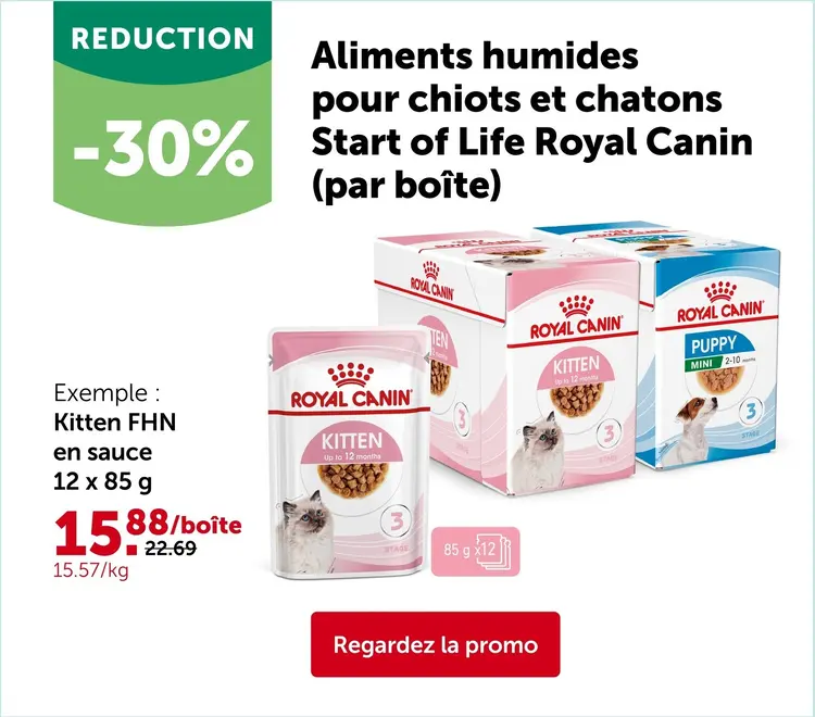 Offre: Aliments humides pour chiots et chatons Start of Life