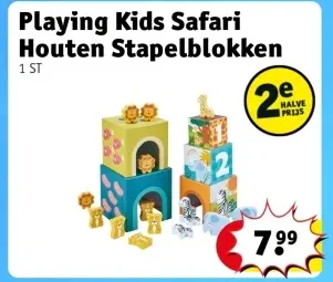 Aanbieding: Playing Kids Safari Houten Stapelblokken
