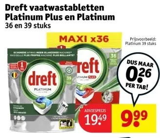 Aanbieding: Dreft vaatwastabletten Platinum Plus en Platinum