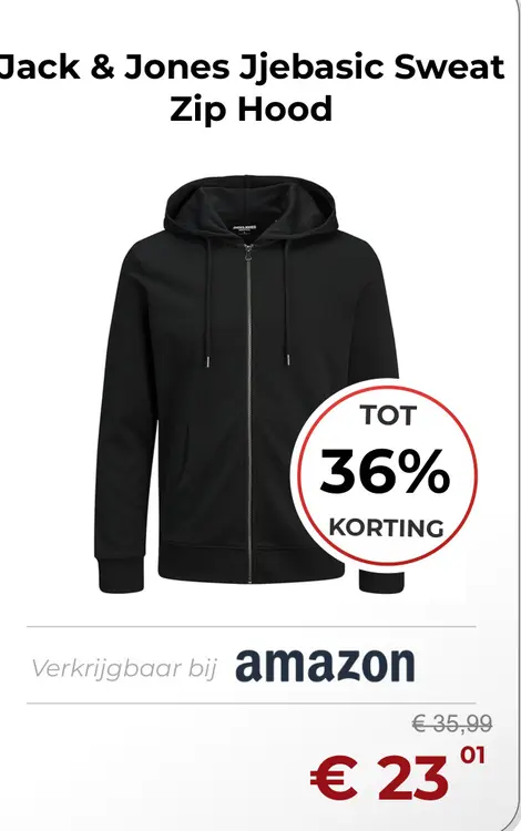 Aanbieding: Jjebasic Sweat Zip Hood