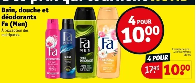 Offre: Bain, douche et déodorants