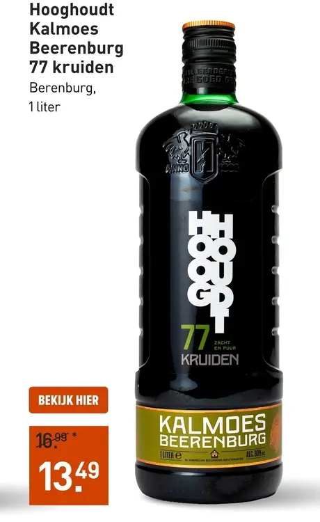 Aanbieding: Hooghoudt Kalmoes Beerenburg 77 kruiden
