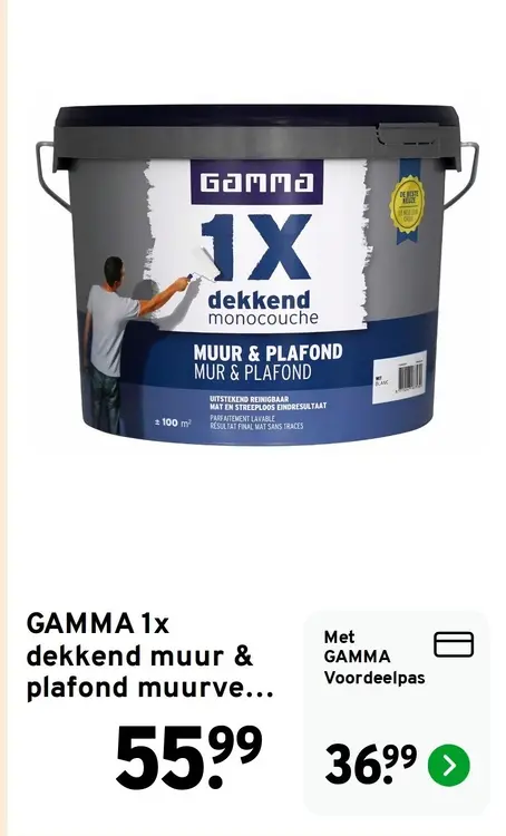 Aanbieding: GAMMA 1x dekkend muur & plafond muurverf