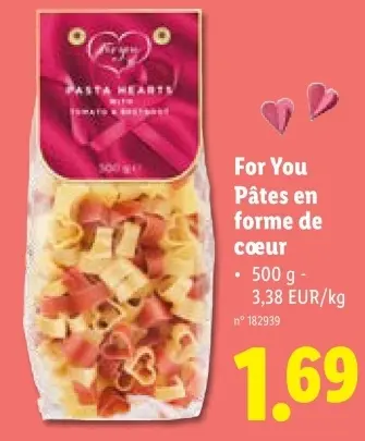 Offre: Pâtes en forme de cœur