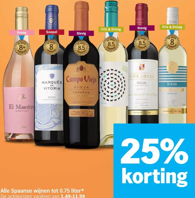 Aanbieding: El Maestro, Marqués de Vitoria, Campo Viejo & Viña Lorea Spaanse wijnen tot 0.75 liter