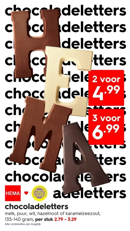 Aanbieding: chocoladeletters
