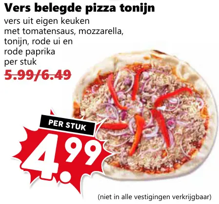 Aanbieding: Vers belegde pizza tonijn