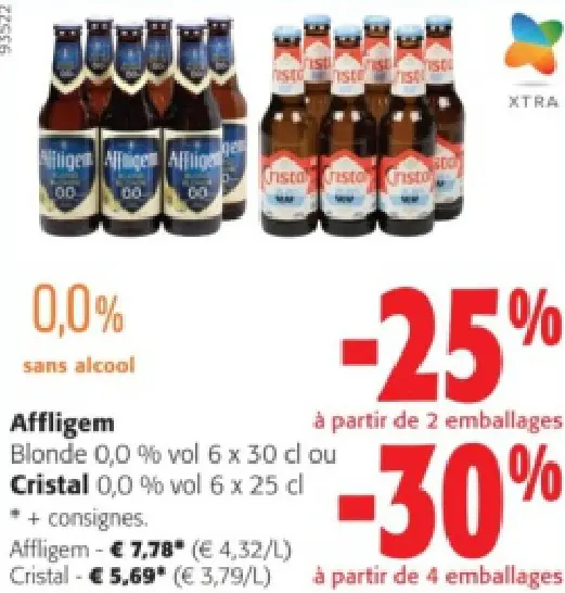 Offre: Affligem Blonde 0,0 % vol ou Cristal 0,0 % vol