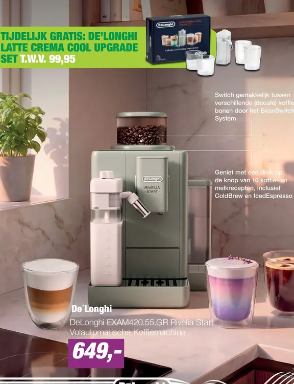 Aanbieding: DeLonghi EXAM420.55.GR Rivelia Start Volautomatische Koffiemachine