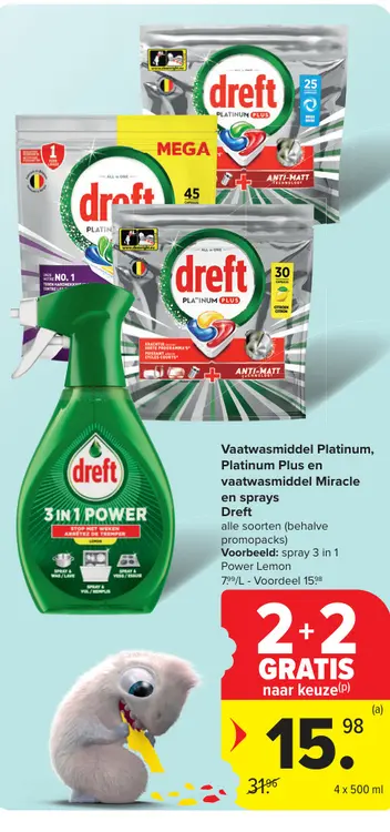 Promotie: Vaatwasmiddel Platinum, Platinum Plus en vaatwasmiddel Miracle en sprays