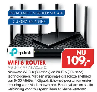 Aanbieding: Wifi 6 router archer ax73 ax5400