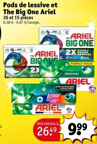 Offre: Pods de lessive et The Big One Ariel