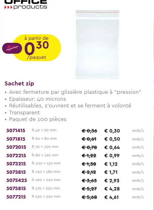 Offre: Sachet zip