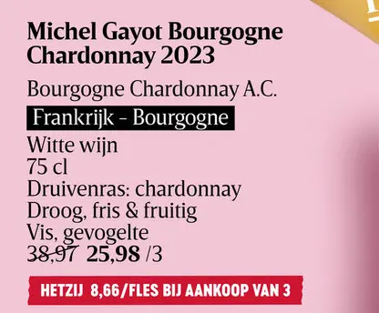 Aanbieding: Michel Gayot Bourgogne Chardonnay