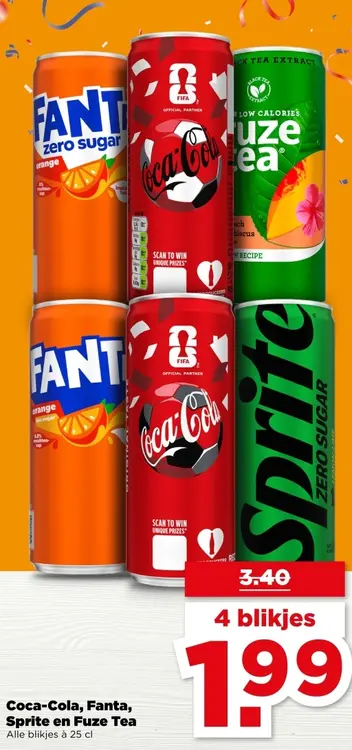 Aanbieding: Coca-Cola, Fanta, Sprite en Fuze Tea