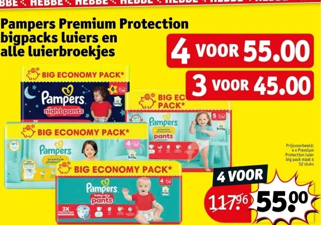 Aanbieding: Pampers Premium Protection bigpacks luiers en alle luierbroekjes
