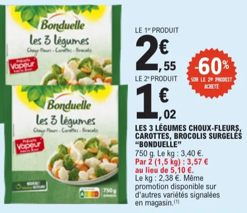 Promotie: Les 3 légumes choux-fleurs, carottes, brocoli