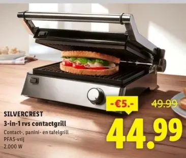 Aanbieding: 3-in-1 rvs contactgrill