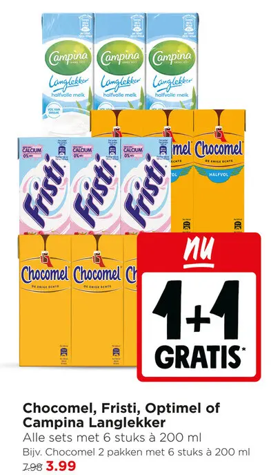 Aanbieding: Chocomel, Fristi, Optimel of Campina Langlekker