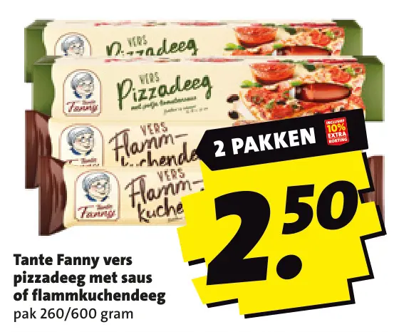 Aanbieding: Vers pizzadeeg met saus of flammkuchendeeg