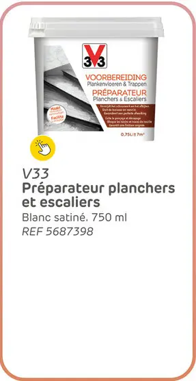 Offre: Préparateur v33 planchers & escaliers blanc satiné 750ml