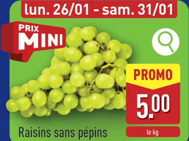 Offre: Raisins sans pépins