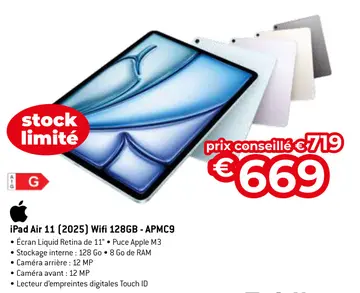 Offre: iPad Air 11 (2025) Wifi 128GB - APMC9